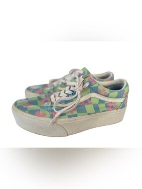 Vans Old Skool Platform Floral Checkerboard Sneakers Women’s 11 Retro Pastel